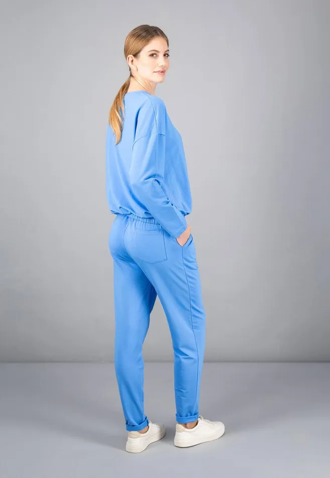 Sale Women FYNCHHATTON Sweatshirt With A Gathered Hem Sky Bluetaupecoralmilk