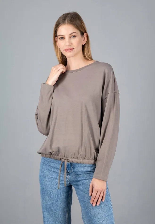 Sale Women FYNCHHATTON Sweatshirt With A Gathered Hem Sky Bluetaupecoralmilk
