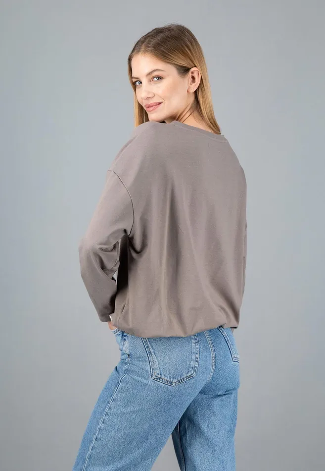 Sale Women FYNCHHATTON Sweatshirt With A Gathered Hem Sky Bluetaupecoralmilk