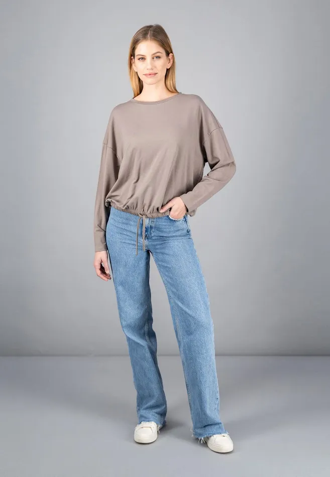 Sale Women FYNCHHATTON Sweatshirt With A Gathered Hem Sky Bluetaupecoralmilk