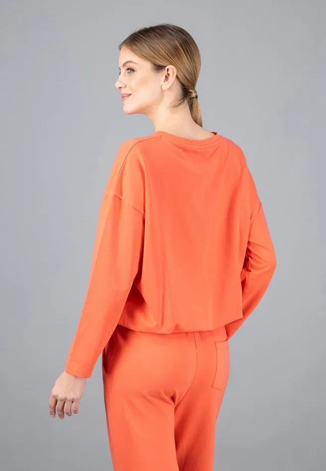 Sale Women FYNCHHATTON Sweatshirt With A Gathered Hem Sky Bluetaupecoralmilk