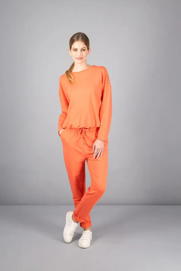 Sale Women FYNCHHATTON Sweatshirt With A Gathered Hem Sky Bluetaupecoralmilk