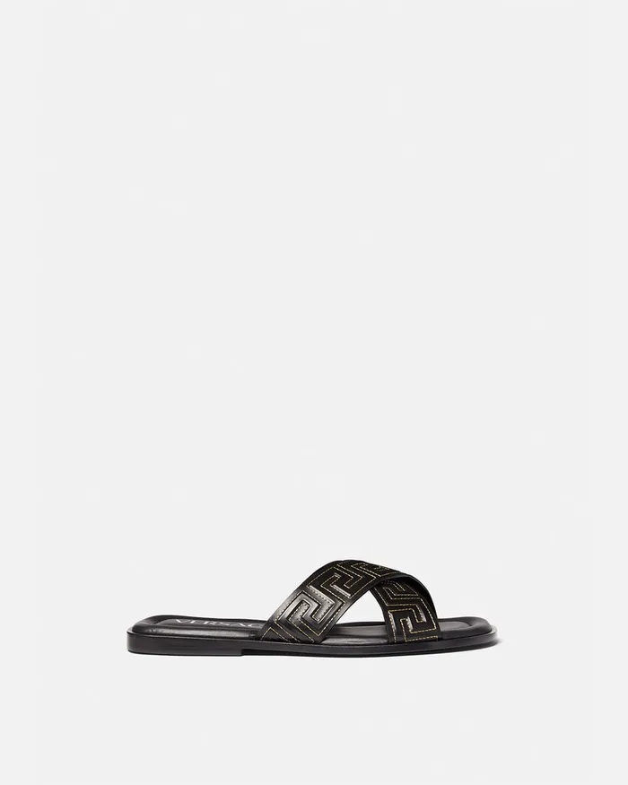 Sandals and Slides Men Versace Greca Sandals Black