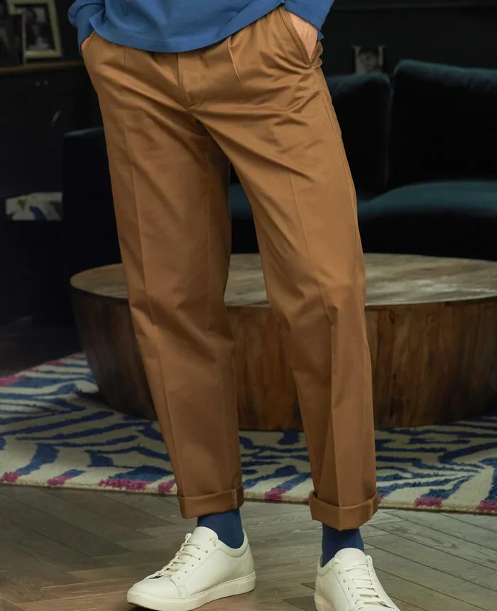Savile Row Company Cappuccino Brown Stretch Cotton Classic Fit Pleated Chinos Mct331cpa Men Chinos And Shorts Savile Row Company Cappuccino Brown Stretch Cotton Classic Fit Pleated Chinos Mct331cpa Men Chinos And Shorts