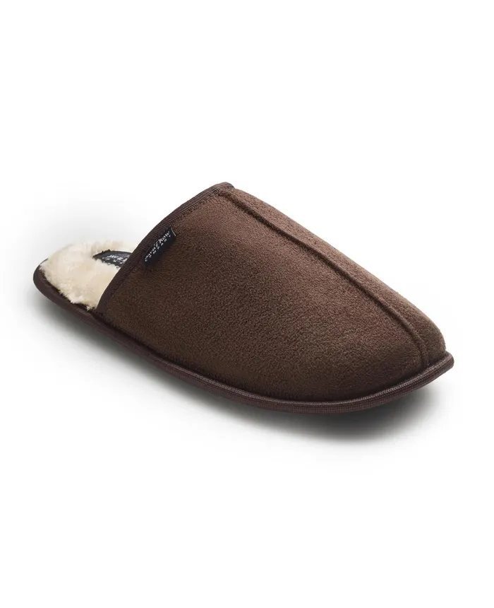 Savile Row Company Chocolate Microsuede Mule Slippers Chocolate Men Slippers