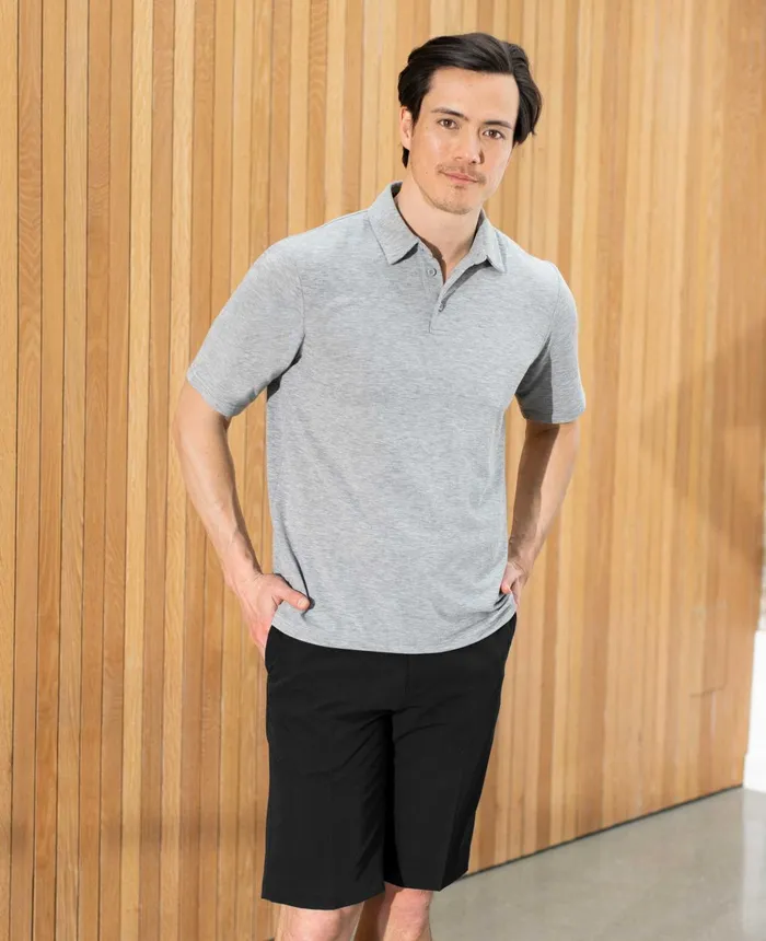 Savile Row Company Marl Grey Short Sleeve Active Polo Shirt Grey Men Polo Shirts Savile Row Company Marl Grey Short Sleeve Active Polo Shirt Grey Men Polo Shirts