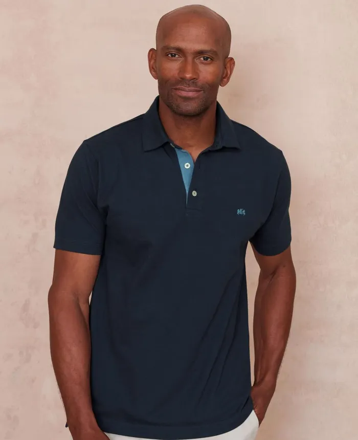 Savile Row Company Navy Classic Fit Short Sleeve Polo Shirt Navy Men Casual Tops Savile Row Company Navy Classic Fit Short Sleeve Polo Shirt Navy Men Casual Tops