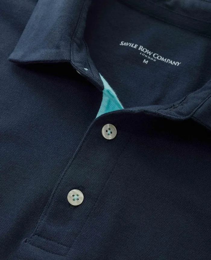 Savile Row Company Navy Classic Fit Short Sleeve Polo Shirt Navy Men Casual Tops Savile Row Company Navy Classic Fit Short Sleeve Polo Shirt Navy Men Casual Tops