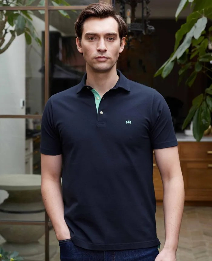 Savile Row Company Navy Classic Fit Short Sleeve Polo Shirt Navy Men Casual Tops Savile Row Company Navy Classic Fit Short Sleeve Polo Shirt Navy Men Casual Tops