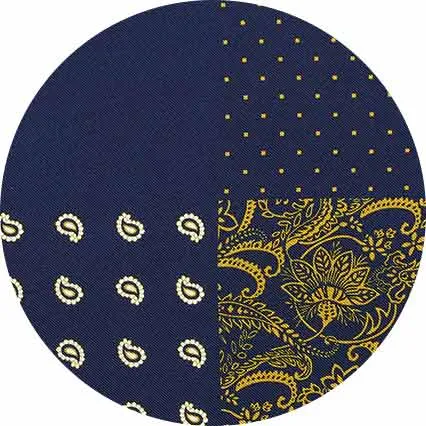 Savile Row Company Navy Gold 4 In 1 Silk Pocket Square Navy Gold Men Pocket Squares