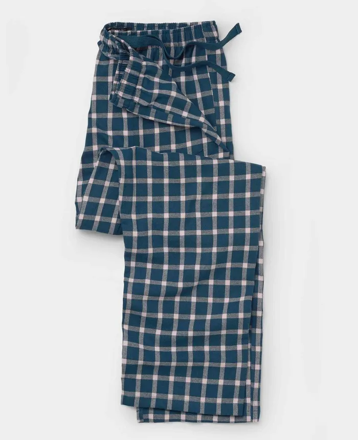 Savile Row Company Navy Pink Check Brushed Cotton Lounge Pants Navy Pink Check Men Lounge Pants