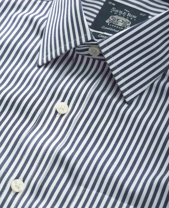 Savile Row Company Navy White Stripe Classic Fit NonIron Formal Shirt 8211 Single Cuff Men NonIron Shirts Savile Row Company Navy White Stripe Classic Fit NonIron Formal Shirt 8211 Single Cuff Men NonIron Shirts