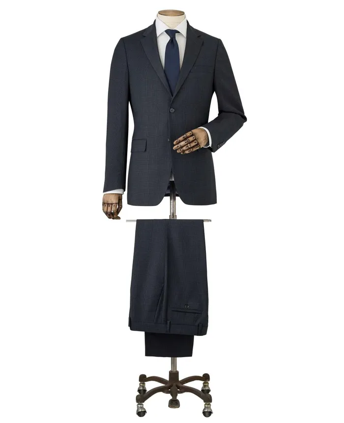 Savile Row Company Navy WoolBlend Prince Of Wales Check Suit Men Tailored Suits Savile Row Company Navy WoolBlend Prince Of Wales Check Suit Men Tailored Suits