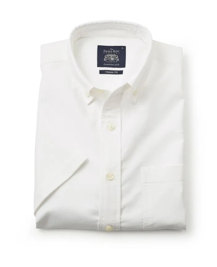 Savile Row Company White Classic Fit Short Sleeve Oxford Shirt White Men Casual Shirts Savile Row Company White Classic Fit Short Sleeve Oxford Shirt White Men Casual Shirts