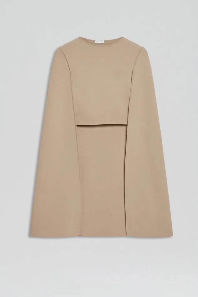 Scanlan Theodore CREPE KNIT CAPE TOP OAT Women Capes Scanlan Theodore CREPE KNIT CAPE TOP OAT Women Capes