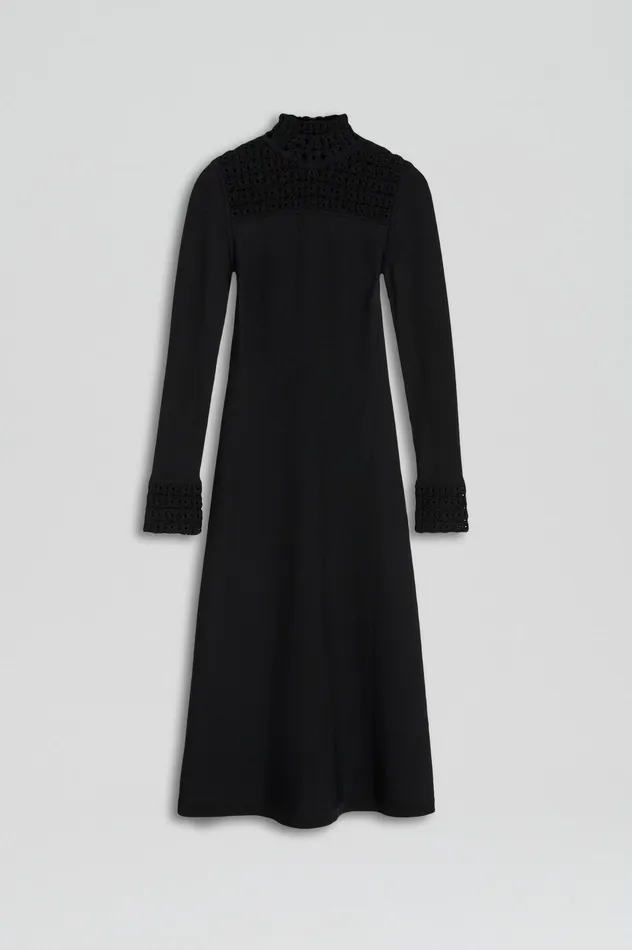 Scanlan Theodore Dresses Women CREPE KNIT DAISY POLO DRESS BLACK