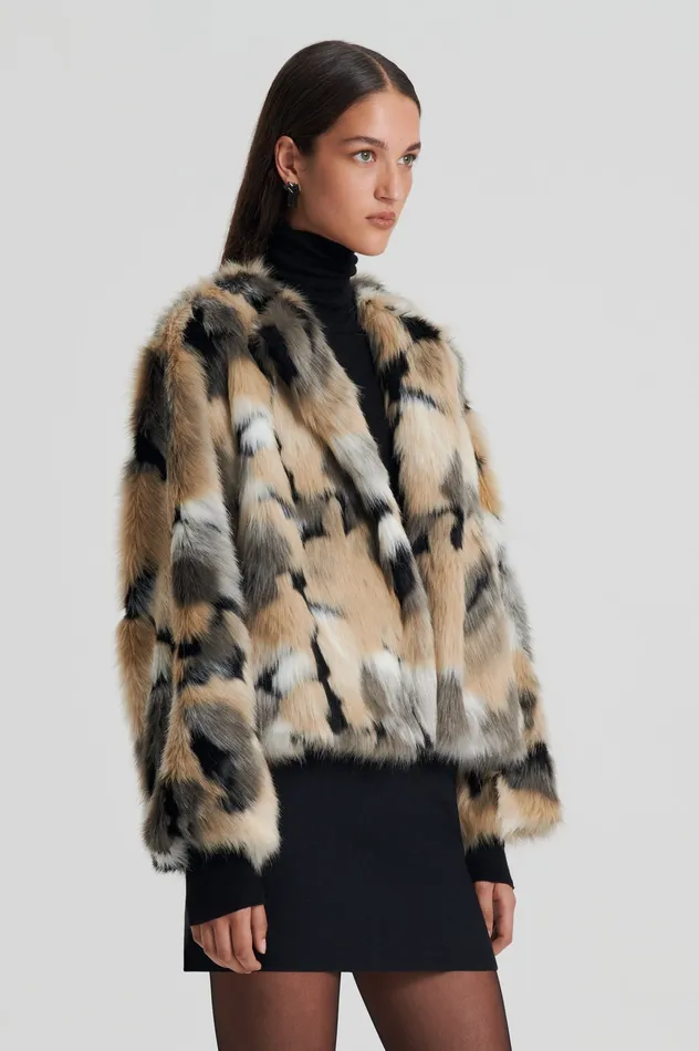 Scanlan Theodore FAUX FUR JACKET MULTI Women Coats Scanlan Theodore FAUX FUR JACKET MULTI Women Coats