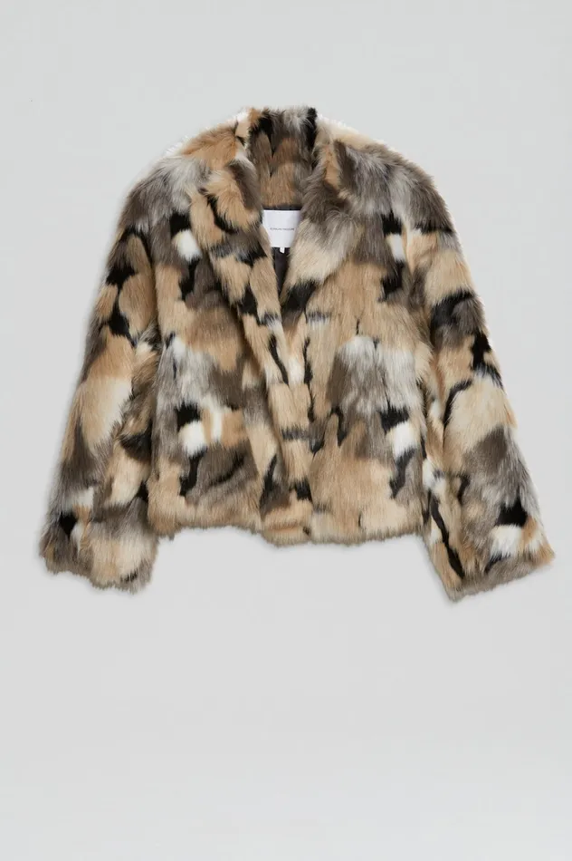 Scanlan Theodore FAUX FUR JACKET MULTI Women Coats Scanlan Theodore FAUX FUR JACKET MULTI Women Coats