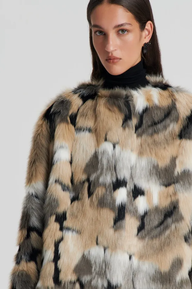 Scanlan Theodore FAUX FUR JACKET MULTI Women Coats Scanlan Theodore FAUX FUR JACKET MULTI Women Coats