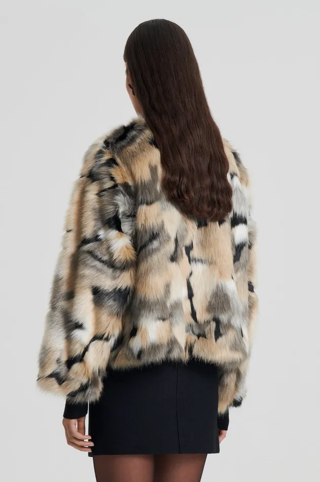 Scanlan Theodore FAUX FUR JACKET MULTI Women Coats Scanlan Theodore FAUX FUR JACKET MULTI Women Coats