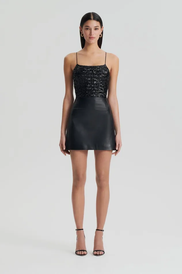Scanlan Theodore LEATHER SHORT SKIRT BLACK Women Skirts