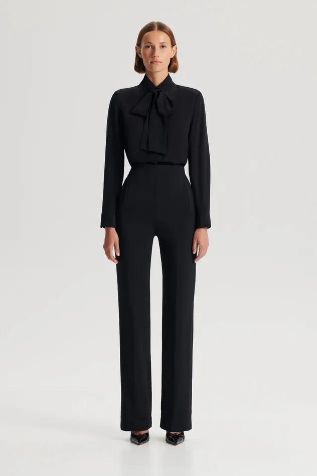 Scanlan Theodore Tops Women SILK SHOULDER PAD SHIRT BLACK