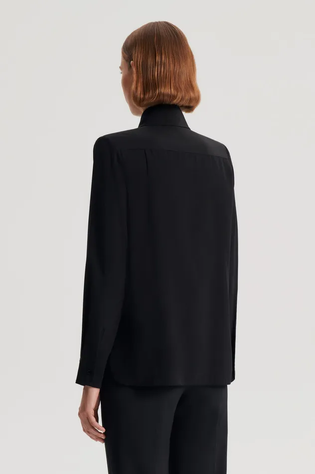 Scanlan Theodore Tops Women SILK SHOULDER PAD SHIRT BLACK Scanlan Theodore Tops Women SILK SHOULDER PAD SHIRT BLACK