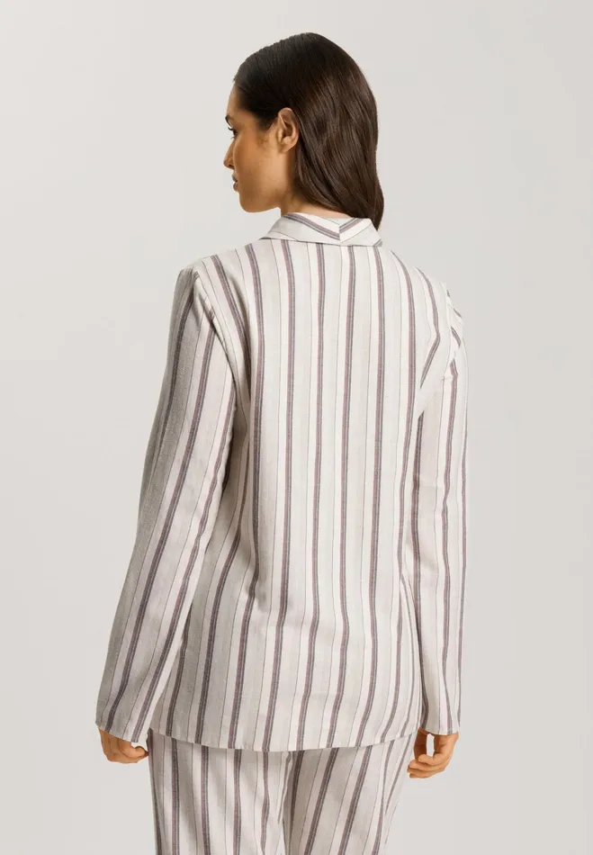 Shawl Collar Cotton Shirt Meraki Stripe Women HANRO Pajama Tops