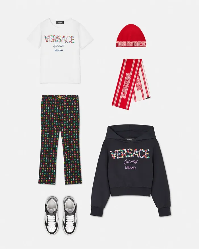 Shirts and Tshirts Kids Versace Falling Flowers Logo TShirt Whiteprint