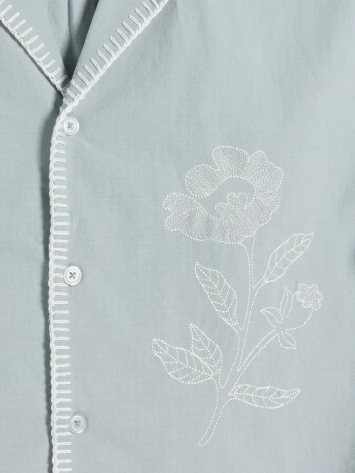 Shirts and Tops Men Holzweiler Pier Embroidery Faded Short Sleeve Shirt Lt Blue