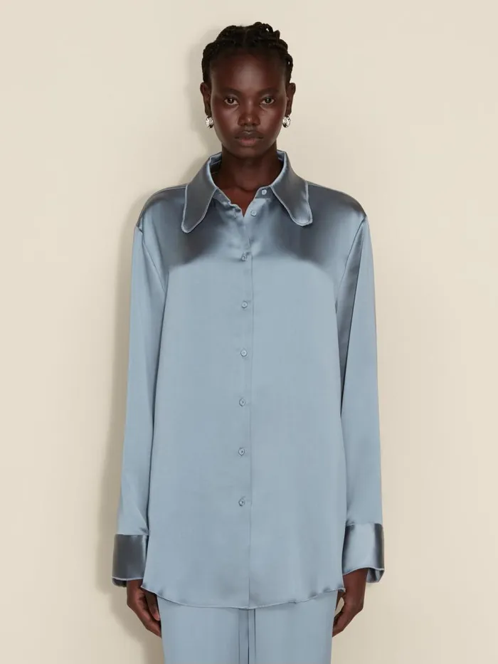 Shirts and Tops Women Holzweiler Plum Satin Shirt Blue