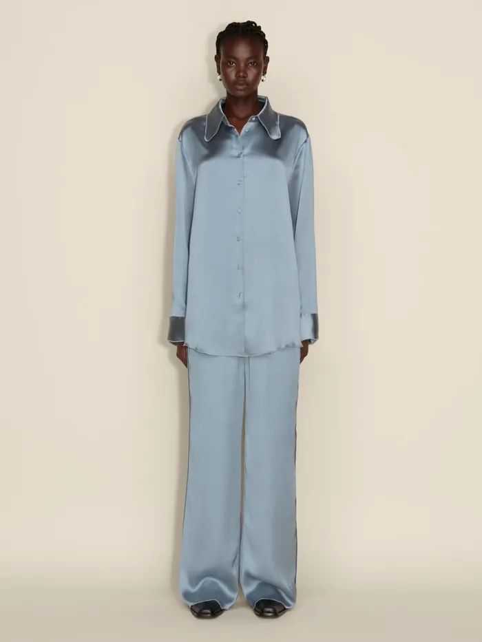 Shirts and Tops Women Holzweiler Plum Satin Shirt Blue