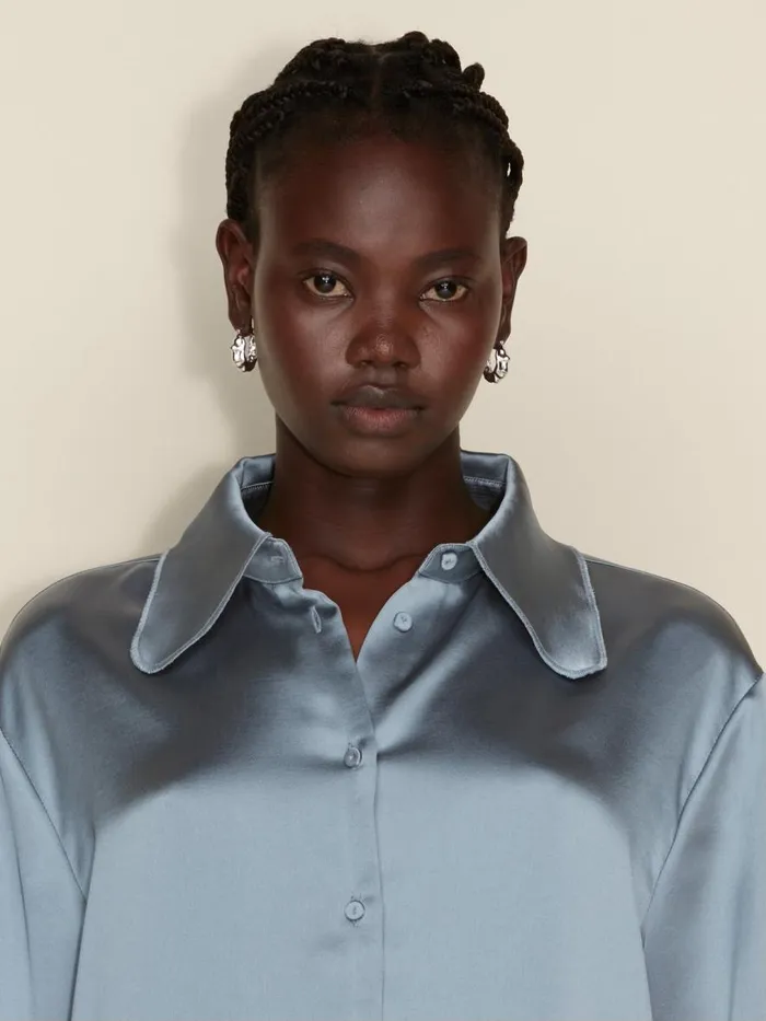 Shirts and Tops Women Holzweiler Plum Satin Shirt Blue