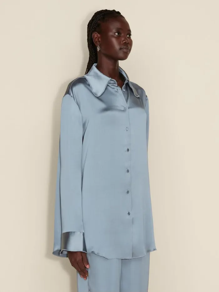 Shirts and Tops Women Holzweiler Plum Satin Shirt Blue