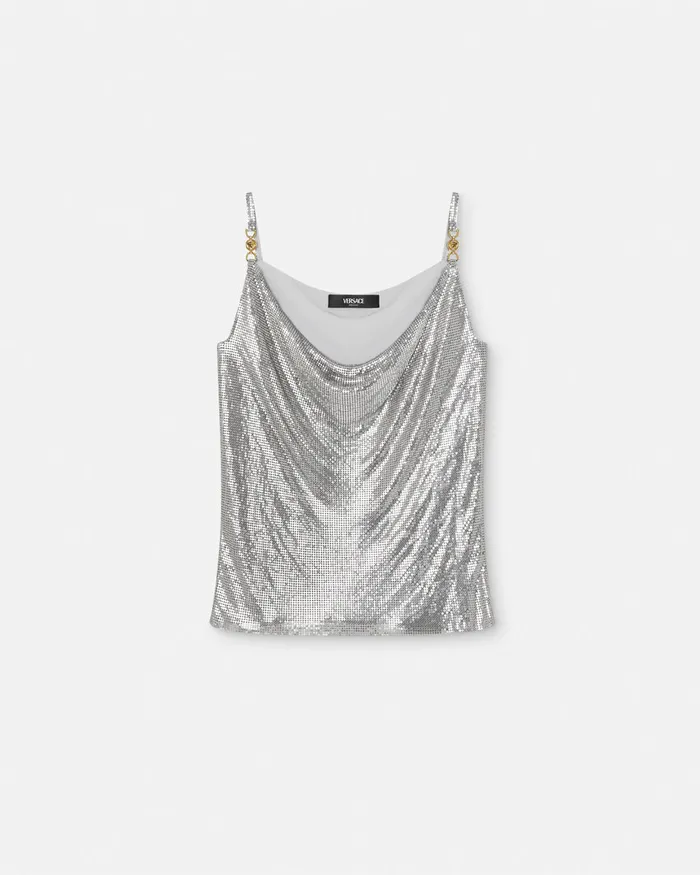 Shirts and Tops Women Versace Metal Mesh Camisole Top Silver