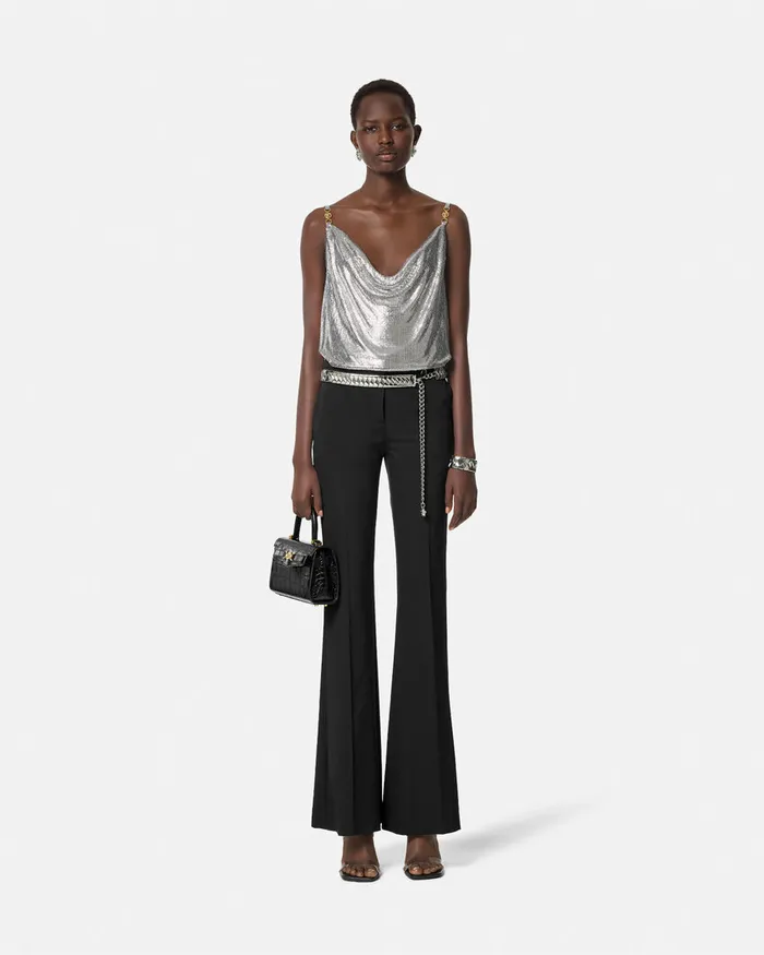 Shirts and Tops Women Versace Metal Mesh Camisole Top Silver