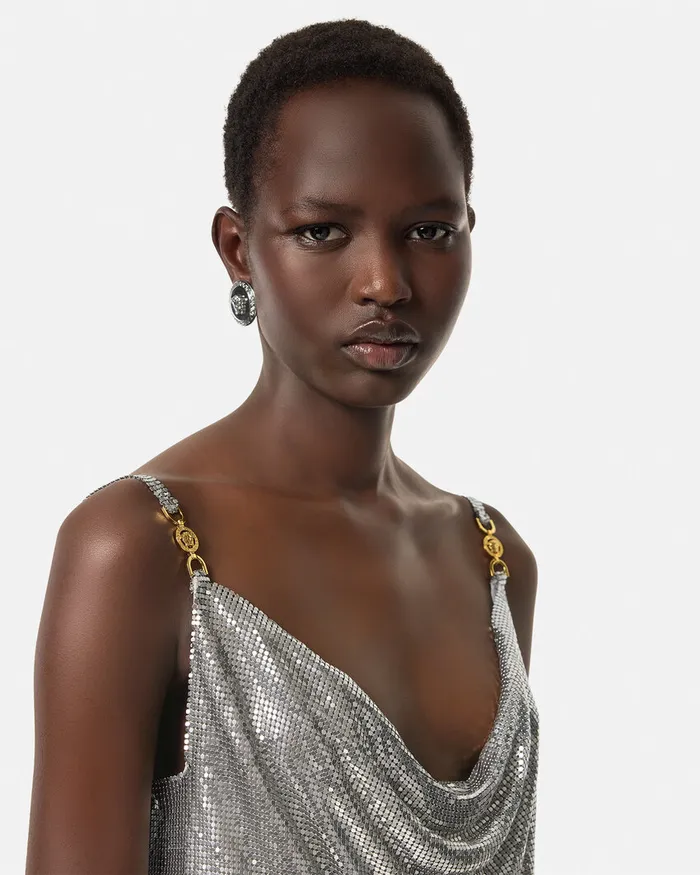 Shirts and Tops Women Versace Metal Mesh Camisole Top Silver