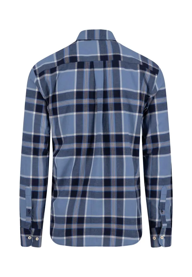 Shirts Men FYNCHHATTON Carroted Shirt Made Of Flannel With Buttondown Collar Navyflame