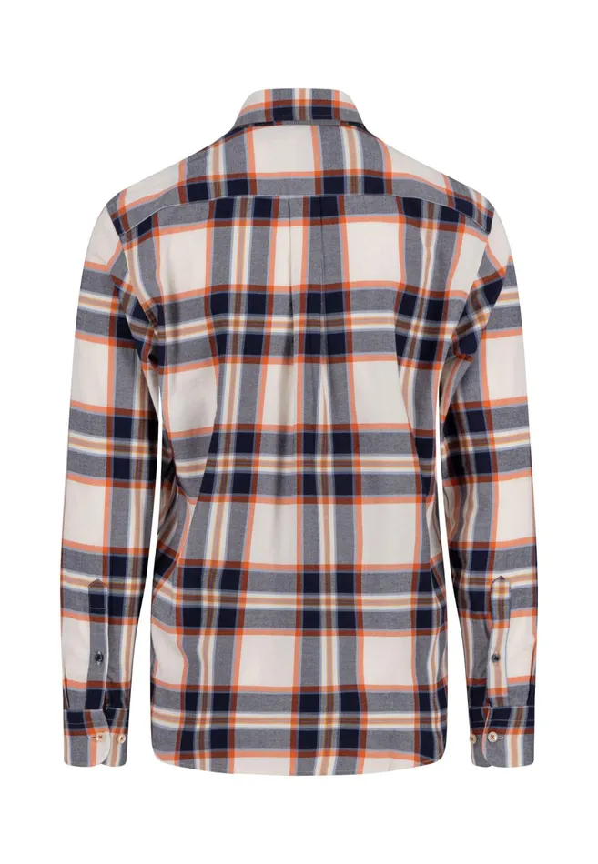 Shirts Men FYNCHHATTON Carroted Shirt Made Of Flannel With Buttondown Collar Navyflame