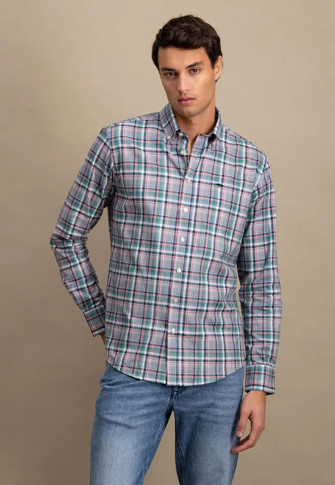 Shirts Men FYNCHHATTON Carroted Shirt With Buttondown Collar Grass Greenflamelight Khaki Shirts Men FYNCHHATTON Carroted Shirt With Buttondown Collar Grass Greenflamelight Khaki