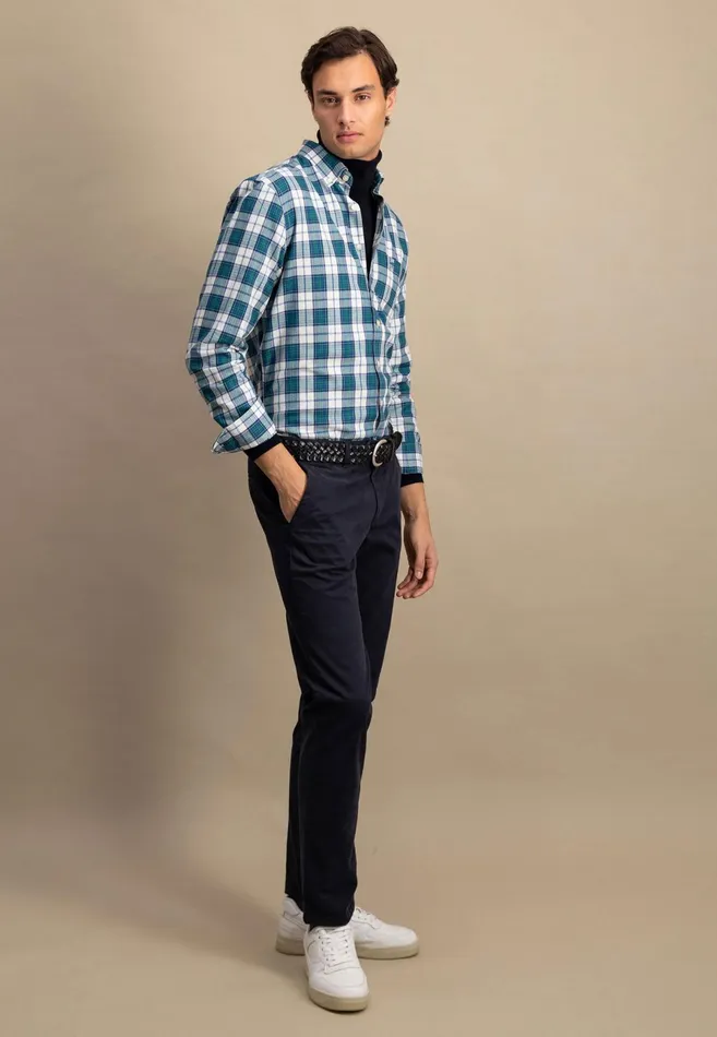 Shirts Men FYNCHHATTON Carroted Shirt With Buttondown Collar Grass Greenwinter Whitedark Teal