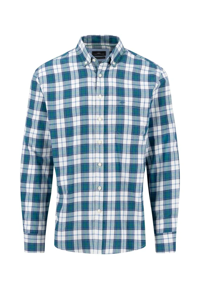 Shirts Men FYNCHHATTON Carroted Shirt With Buttondown Collar Grass Greenwinter Whitedark Teal