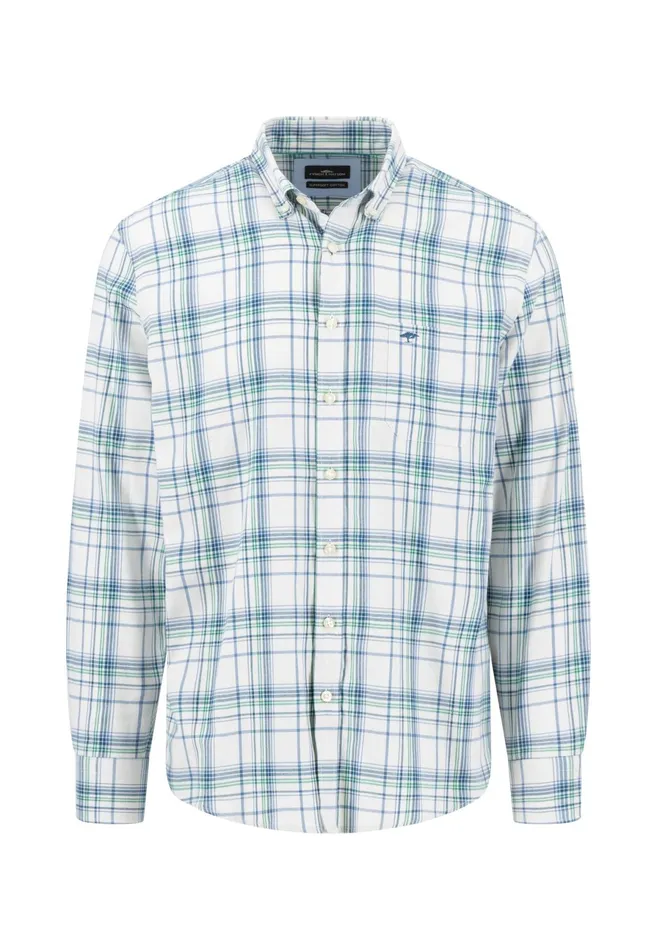 Shirts Men FYNCHHATTON Carroted Shirt With Buttondown Collar Grass Greenwinter Whitedark Teal
