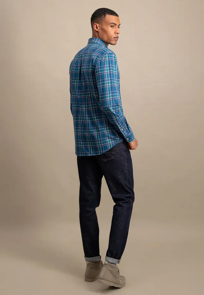 Shirts Men FYNCHHATTON Carroted Shirt With Buttondown Collar Grass Greenwinter Whitedark Teal