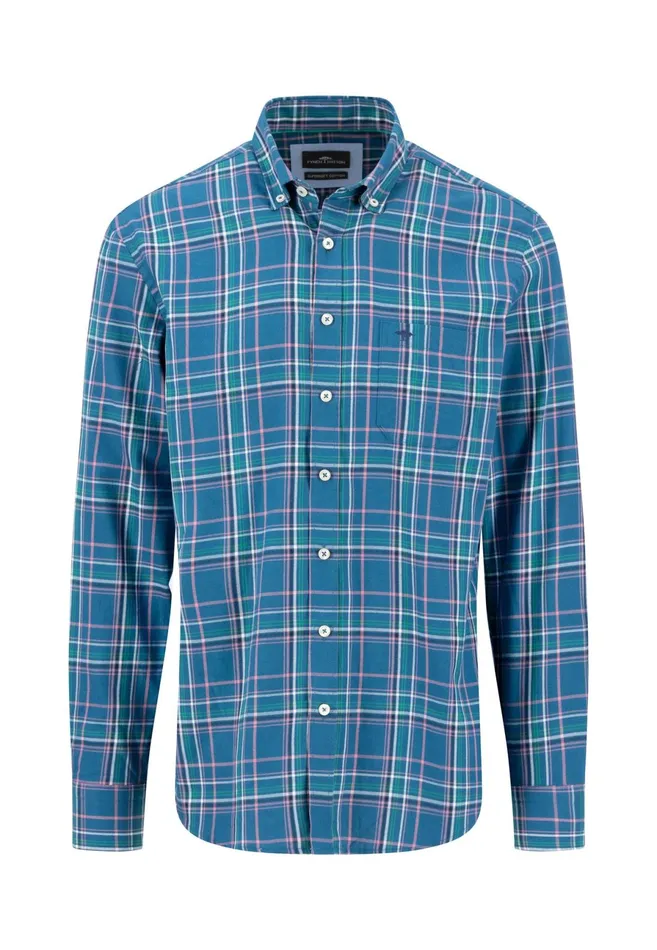 Shirts Men FYNCHHATTON Carroted Shirt With Buttondown Collar Grass Greenwinter Whitedark Teal