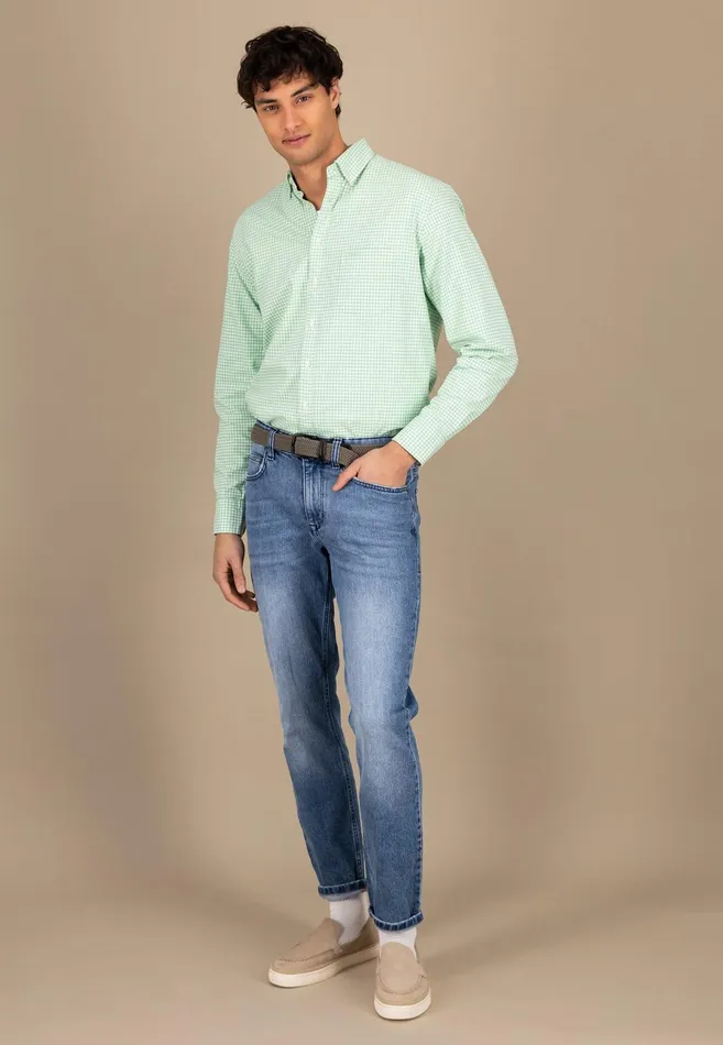 Shirts Men FYNCHHATTON Checked Shirt Made Of Soft Cotton Turf Greenpoppy Rednavysplashy Ocean
