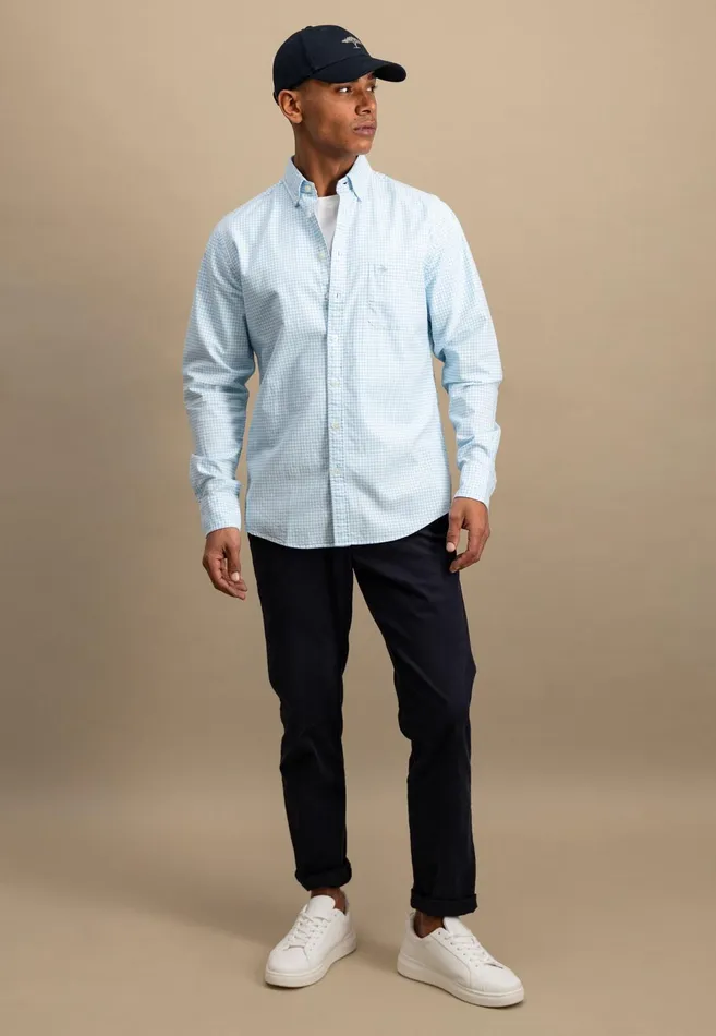 Shirts Men FYNCHHATTON Checked Shirt Made Of Soft Cotton Turf Greenpoppy Rednavysplashy Ocean