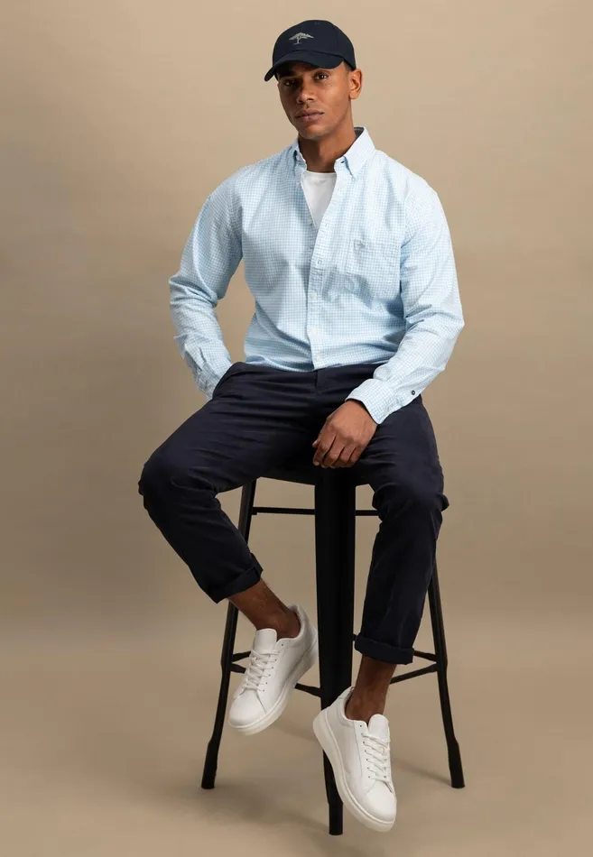 Shirts Men FYNCHHATTON Checked Shirt Made Of Soft Cotton Turf Greenpoppy Rednavysplashy Ocean