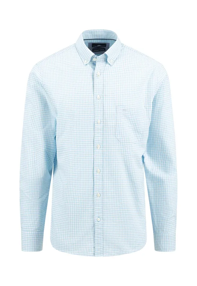 Shirts Men FYNCHHATTON Checked Shirt Made Of Soft Cotton Turf Greenpoppy Rednavysplashy Ocean