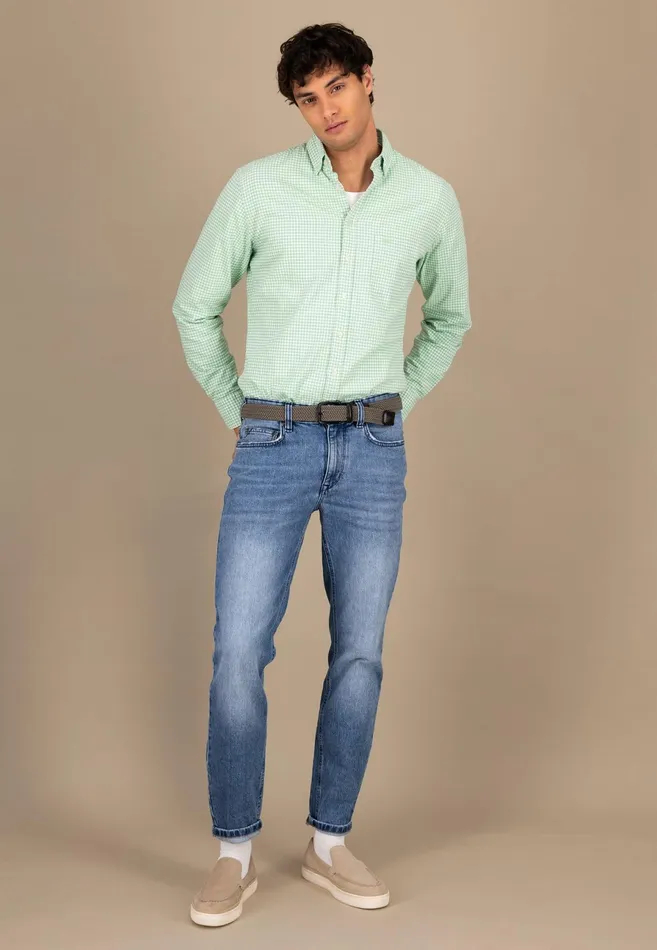 Shirts Men FYNCHHATTON Checked Shirt Made Of Soft Cotton Turf Greenpoppy Rednavysplashy Ocean